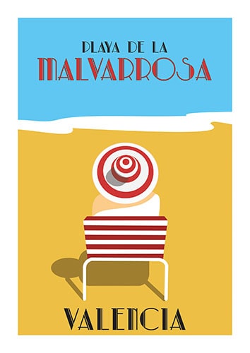 Playa de la Malvarrosa valencia poster-min